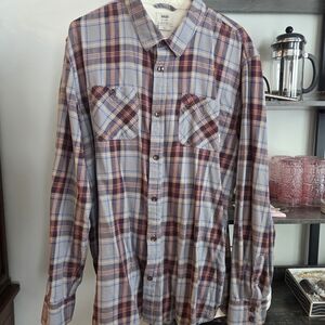 Cool Vans Off The Wall XL Men's Plaid Shirt - Blue, Gray and Red